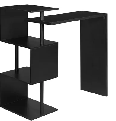 Produktbild von WOLTU Bartisch BT27sz Stehtisch Bistrotisch Bartheke Tresentisch, mit 3 Ablagefläche, drehbar, Metall, MDF, 134x38x112cm(BxTxH), Schwarz