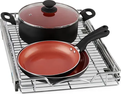 Produktbild von Famanu Ausziehbare Regale für Schränke - vielseitig und platzsparend - 1 Stück - Metall - 27,94 B x 43,18 T x 5,08 H