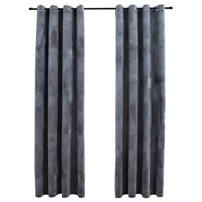 Immagine prodotto di vidaXL Tende oscuranti con occhielli 2 pezzi in velluto antracite 140x245 cm