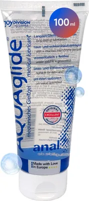 Produktbild von JOYDIVISION Original AQUAglide Anal 100 ml Gleitgel, Geruchsneutral, Ph-optimiert & transparent, wasserbasiertes & kristallklares Gleitmittel, Für Latex-kondome geeignet
