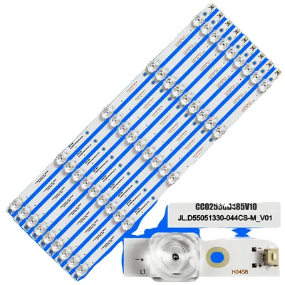 Obrázok produktu pre LED pásik na podsvietenie, dĺžka 485 mm, napätie LED 3 V, 5 LED diód na pásik, kompatibilný s viacerými modelmi televízorov, balenie po 9 kusoch