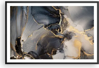 Produktbild von Gerahmtes Poster - Schwarzer Rahmen - Dunkel Abstraktion Gold - 91,5x61 cm - Wand Bild - Wanddeko - Wandbilder - Kunstposter - Wandposter - Bilderrahmen - Bilder - Kunstdruck - P2BAA91x61-4824