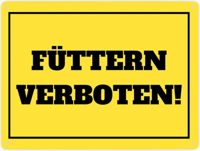 Produktbild von Füttern verboten Koppel-Metallschild XXL in 28x38 cm in gelb und schwarz