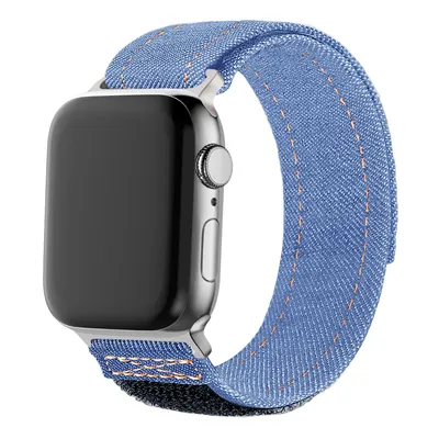 Produktbild von Bandz Nylon-Armband „Denim“ mit Klettverschluss – passend für Apple Watch (hellblau)