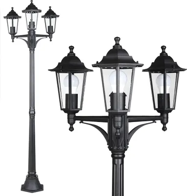 Produktbild von MONZANA® Außenleuchte Stehend Anthrazit 176cm IP44 Alu E27 Garten Beleuchtung Strom Kandelaber 3 flammig Stehlampe Terrasse Außen Leuchte Lampe Antik