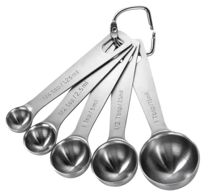 Image de Jeu de cuillères doseuses en acier inoxydable - 5 pièces - Pour mesurer précisément les ingrédients en cuisine