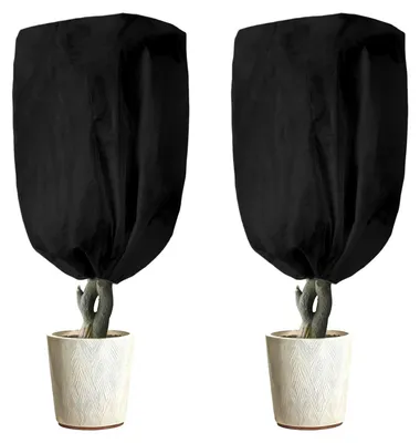 Produktbild von Pflanzenhaube Winterschutz Frostschutzhülle - 80 x 120 cm - 2 Stück - Schwarz - Für Olivenbäume und Balkonpflanzen