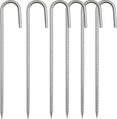 Immagine prodotto di Picchetti per tende in acciaio zincato, 30 cm, confezione da 6, ideali per campeggio e giardino