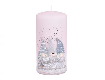 Image de Cylindre de bougie de Noël TRPASLÍCI Ø 7 x 14 cm rose