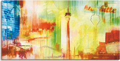 Produktbild von ARTland Leinwandbild Düsseldorf Skyline Collage II Größe: 60x30 cm