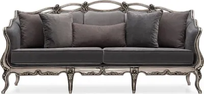 Produktbild von Casa Padrino Luxus Barock Wohnzimmer Sofa Grau / Silber - Handgefertigtes Barockstil Sofa mit dekorativen Kissen - Luxus Wohnzimmer Möbel im Barockstil - Barock Möbel - Edel & Prunkvoll