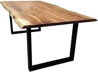 Produktbild von Baumkantentisch 280x100 cm Quarto, Akazienholz massiv + naturfarben, Esstisch mit schwarzem U-Gestell, Esszimmertisch/Holztisch Industrial-Design, Tischplatte 26 mm