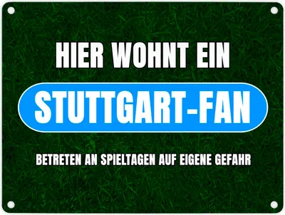 Produktbild von Hier wohnt ein Stuttgart-Fan Metallschild in 15x20 cm mit Rasenmotiv