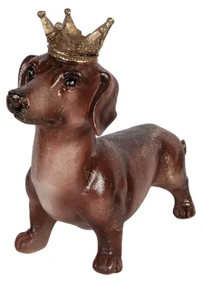 Imagen del producto de Clayre & Eef, figura decorativa de perro dachshund, 35x14x28 cm, color marrón, material: plástico