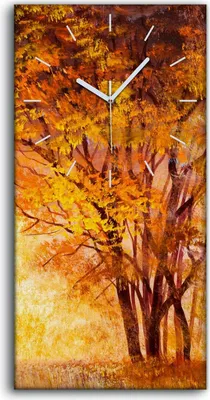 Produktbild von Wohnzimmer-Bild Leinwand Uhr Geräuschlos 30x60 Malerei Wald Bäume Blätter Kunst - weiße Hände