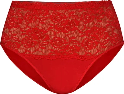 Produktbild von Teyli Hohe Taille Baumwollslip mit floraler Spitze Violetta Female 144 rot L