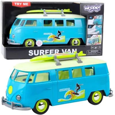 Produktbild von WOOPIE Bus-Surfauto im Retro-Stil, rot, mit Licht und Sound, Maßstab 1:14
