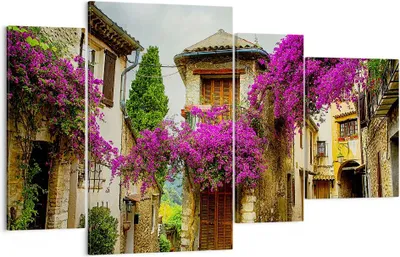 Produktbild von Bild auf Leinwand - Leinwandbild - Straße Sommer Blumen - 120x70cm - Wand Bild - Wanddeko - Leinwanddruck - Bilder - Kunstdruck - Wanddekoration - Leinwand bilder - Wandkunst - DL120x70-3589