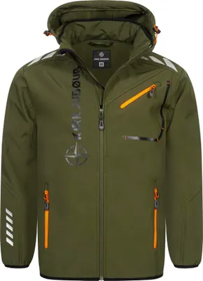 Produktbild von 2XL KJ-138|KIRKJUBØUR® "Alvik" Herren SOFTSHELLjacke 10.000 mm Wassersäule khaki/orange