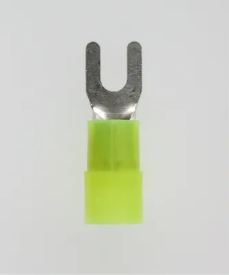 Productafbeelding van Aansluitklem, DIN 46237, geïsoleerd, vorkvorm, doorsnede 4mm² - 6mm², geel, transparant - 1 stuk