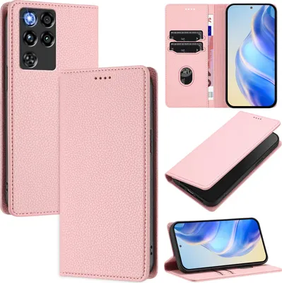 Immagine prodotto di Custodia per telefono cellulare in pelle Litchi per ZTE nubia RedMagic 11 Pro Portafoglio slot per schede funzione stand custodia Rosa