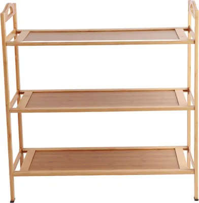 Zdjęcie produktu dla Wielowarstwowy stojak na buty z grubego bambusa o dużej pojemności, trwały, 3-warstwowy stojak na buty do sypialni, długość 50 cm / 19,7 cala