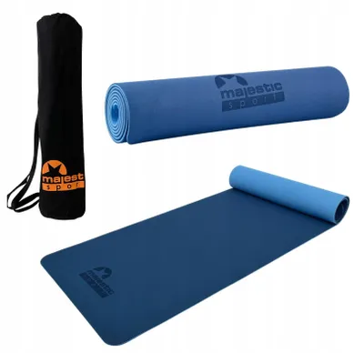Majestic Yoga Übungsmatte Blau 183x61 cm TPE rutschfest + Tasche Majestic Sport
