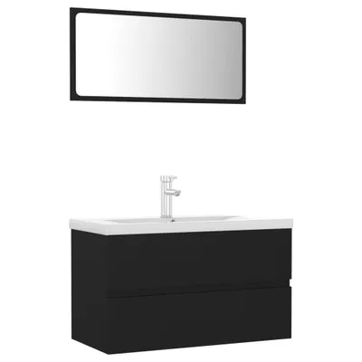 Produktbild von vidaXL Badmöbel-Set Schwarz Holzwerkstoff