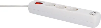 Produktbild von Unitec Steckdosenleiste 3-fach 1,4m mit 2 x USB Anschlüssen, weiß