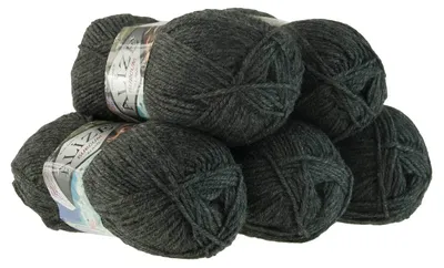 5 x 100g Strickgarn ALIZE BURCUM, 100% Polyacryl, 195 anthrazit melange