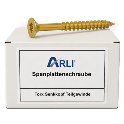 Produktbild von ARLI Set: 200x Spanplattenschrauben 6x80 mm Torx TX30 Senkkopf Teilgewinde Stahl gelb verzinkt