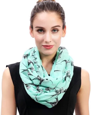 Produktbild von Unyqoos® Damen Loop‑Schal mit Schwalben‑Print – stilvoll & vielseitig, weich und leicht, für alle Jahreszeiten, 90 x 180 cm