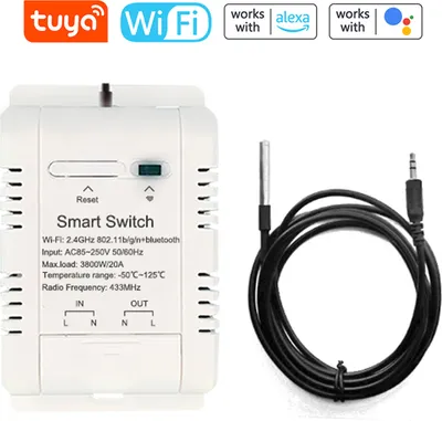 Obrázek produktu pro Tuya WiFi Intelligent Energy Circuit Breaker Switch APP pro mobilní telefon s funkcí měření teploty v reálném čase a statistikou spotřeby pro den, měsíc a rok