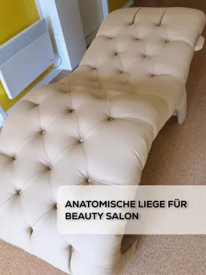Produktbild von Anatomische Kosmetikliege, Kunstleder, 175x70 cm, Liege für Wimpernverlängerung, Couch für Beauty Salon - 01 beige