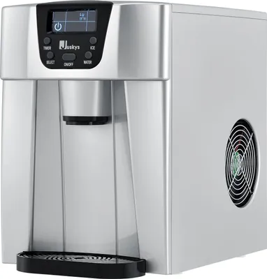 Produktbild von Juskys Eiswürfelmaschine PIM200L mit 2in1 Spender & Timer – bis 12kg / Tag, Eiswürfel in 6 - 10 Minuten, 2 Größen, 2L Tank – Eiswürfelbereiter Silber