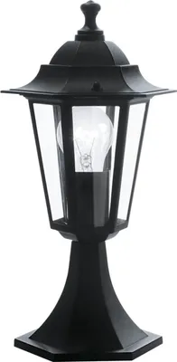 Immagine prodotto di EGLO lampada da piedistallo per esterni Laterna 4, lampada da esterno a 1 fiamma, piedistallo in fusione di alluminio nero e vetro trasparente, attacco E27, IP44