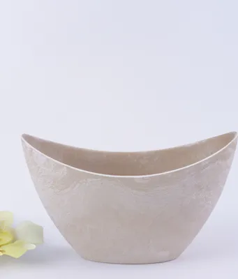 Image de Grande jardinière d'extérieur vintage ovale 39 cm beige sable