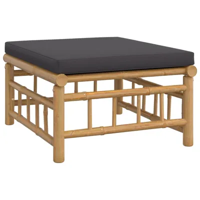 Image de Repose-pieds de jardin avec coussin gris foncé bambou