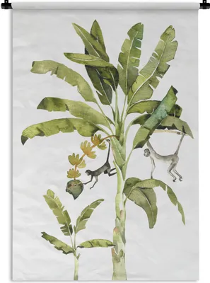 Produktbild von MuchoWow® Wandteppich Wandbehang Dschungel - Affe - Tiere 90x135 cm Tapisserie Dekoration Wandtuch - Baumwolle - Wandskulptur