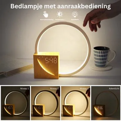 Obrázok produktu pre Stmievateľná LED nočná lampička s budíkom a USB portom