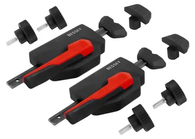 Zdjęcie produktu dla Bessey WNS-SET-MFT Zacisk poziomy do stołów wielofunkcyjnych Siła mocowania przy średnicy otworu 20 mm i grubości płyty min. 19 mm do 750 N