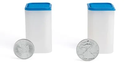 Produktbild von SQUBE Münztube für 20 Münzen mit Durchmesser 38 – 39 mm, stapelbar, 50er Pack