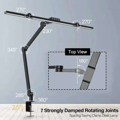 Immagine prodotto di Lampada da scrivania - Lampada LED pieghevole - 24 W - 5 temperature di colore - 5 livelli di luminosità - Funzione di memorizzazione - Angolo di inclinazione di 45° - Controllo touch