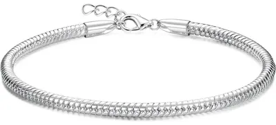 Productafbeelding van Armband voor dames, zilver 925, slangenketting met karabijnsluiting, verstelbaar, 19+2,2 cm