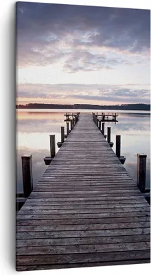 Produktbild von Bild auf Leinwand - Leinwandbild - Fußgängerbrücke See Sonnenuntergang Abend - 45x80cm - Wand Bild - Wanddeko - Leinwanddruck - Bilder - Kunstdruck - Leinwand bilder - Wandkunst - PA45x80-2635