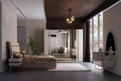 Produktbild von Schlafzimmer Komplett Bett Nachttische Kommode Spiegel Kleiderschrank Schrank