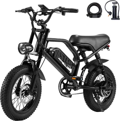 Produktbild von E-Bike Erwachsene Elektrofahrräder, Unter 175 cm, E-Mountainbike 16 * 3.0 Zoll Fat Tire, 250W, 12.8Ah, LCD, Für Schüler, 25 km/h, E-Bikes MTB Schwarz