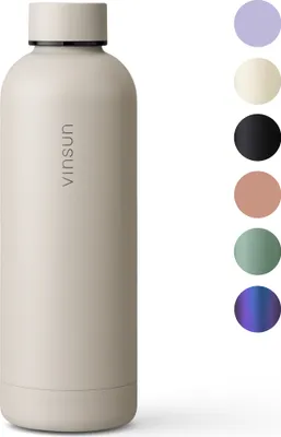Produktbild von Trinkflasche Edelstahl 500ml Thermoflasche isoliert Sport Flasche beige Vinsun