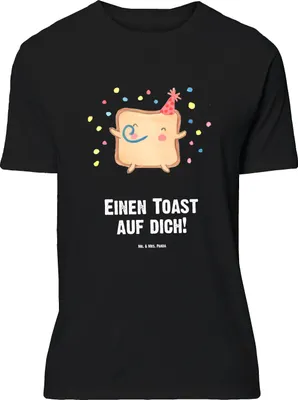 Produktbild von Mr. & Mrs. Panda Größe L T-Shirt Toast Party - Schwarz - Geschenk, Freund, Tshirt, Freundin, für, Shirt, Valentinstag, Partner, Frauen, mit Spruch, Hochzeitstag