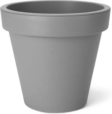 Productafbeelding van Grote grijze plantenbak - Ø 20 cm - weerbestendig kunststof bloempot voor binnen en buiten